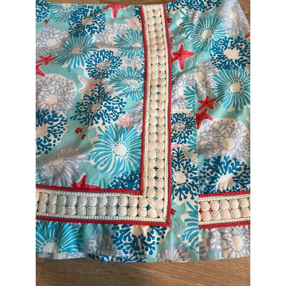 Lilly Pulitzer Ocean Blue Multicolor Starfish 100% Cotton Mini Skirt Size 4 - Picture 2 of 6